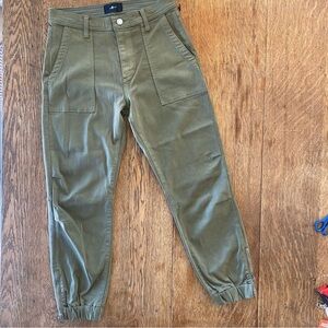 7 For All Mankind Olive Coated Denim Jogger Pants